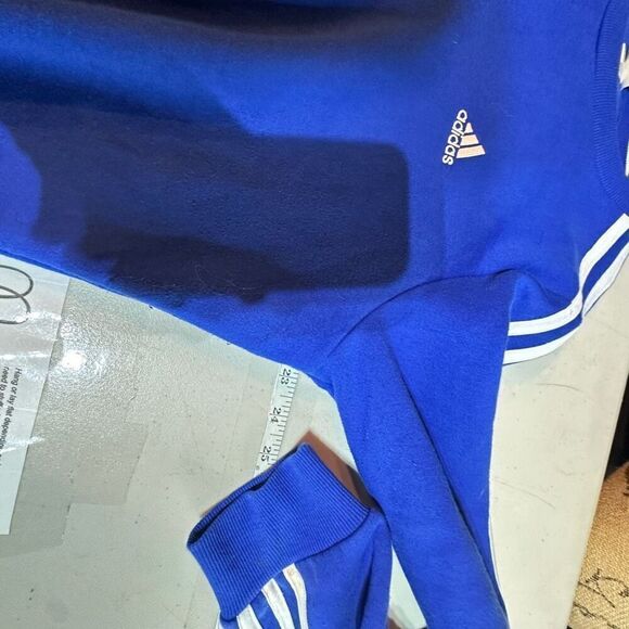 Adidas ESSENTIALS 3-STRIPES FLEECE SWEATSHIRT Size 1X Blue & White Plus unisex - Picture 11 of 12